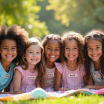 Jeunes filles ethniques lors d'un pique-nique en plein air