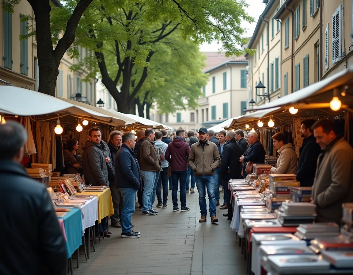 Foule animée au vide grenier d'un village du Maine-et-Loire un week-end