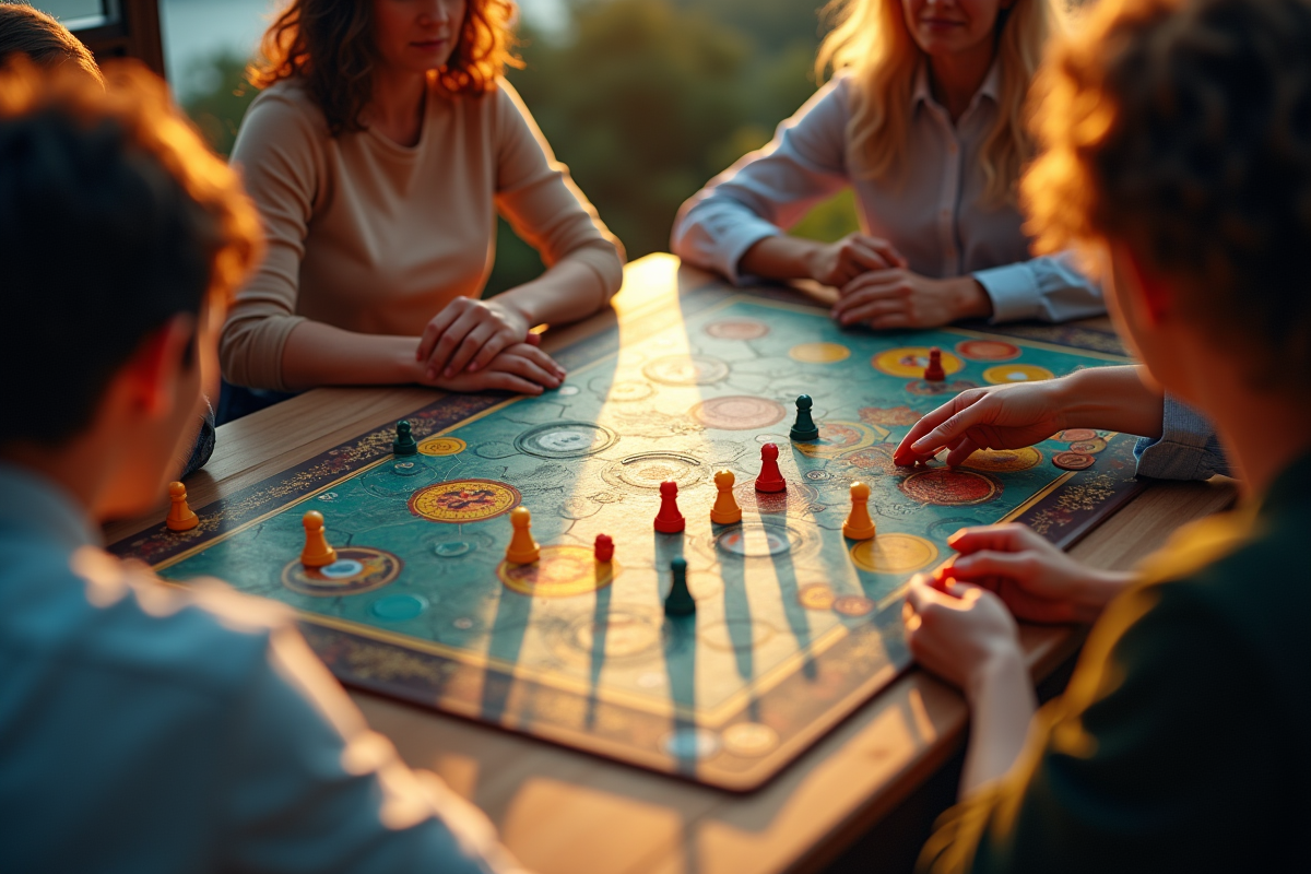 Groupe de personnes jouant à un jeu de société en journée