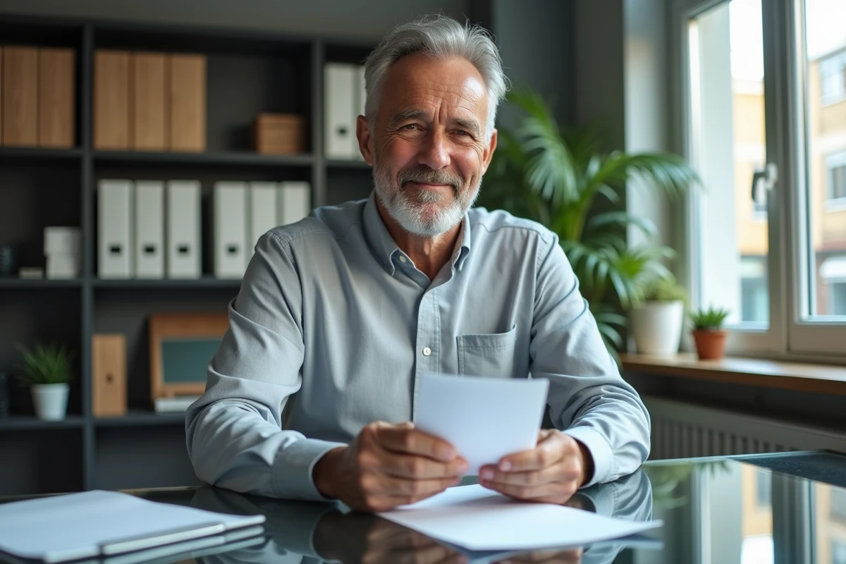 Homme d affaires vérifiant un reçu de remboursement