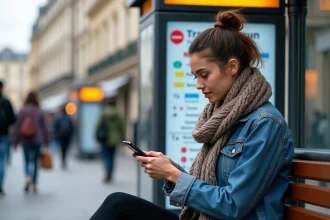 Jeune femme à Lyon utilisant une application de transport