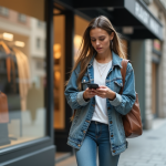 Jeune femme en streetwear durable dans la ville