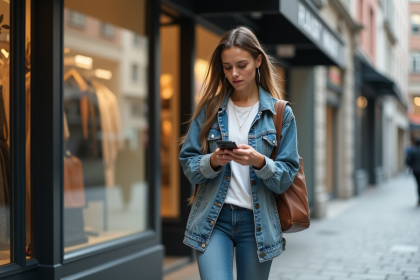 Jeune femme en streetwear durable dans la ville