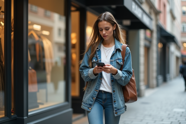 Jeune femme en streetwear durable dans la ville