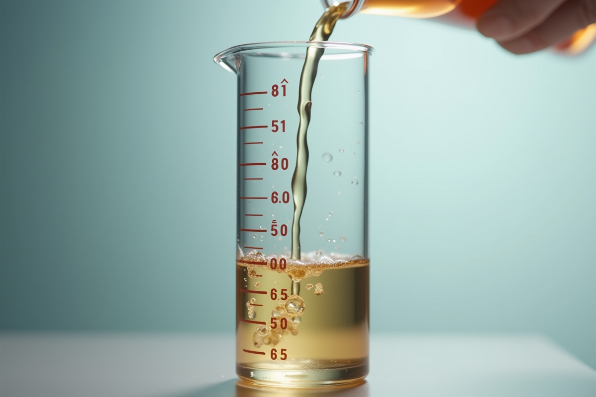 Verser liquide dans un cylindre gradué en laboratoire